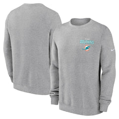 Miami Dolphins Primetime Club Fleece Pullover Sweatshirt - Heather Gray - Nike