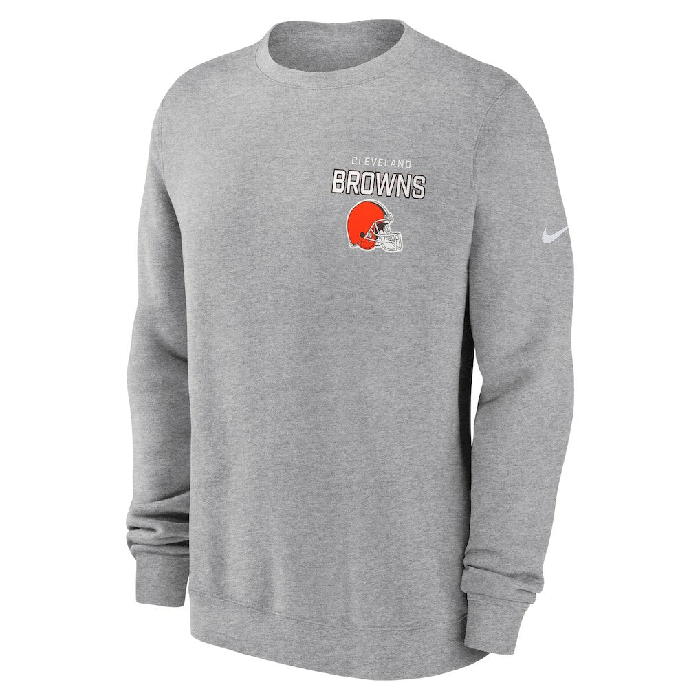 Cleveland Browns Primetime Club Fleece Pullover Sweatshirt - Heather Gray - Nike