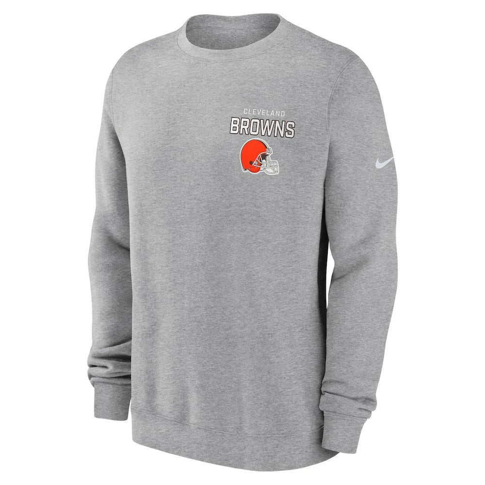 Cleveland Browns Primetime Club Fleece Pullover Sweatshirt - Heather Gray - Nike