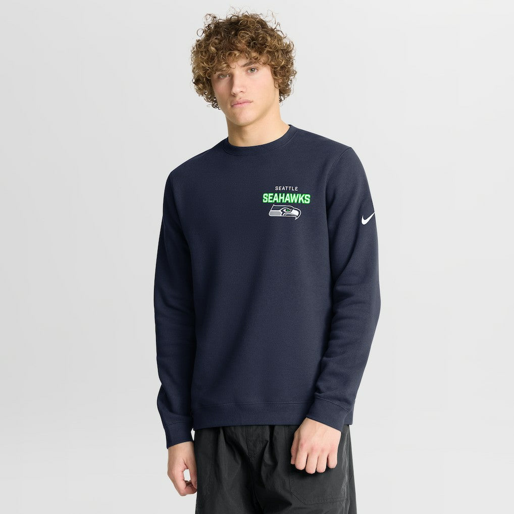 Seattle Seahawks Primetime Club Fleece Pullover Sweatshirt - College Navy - Nike