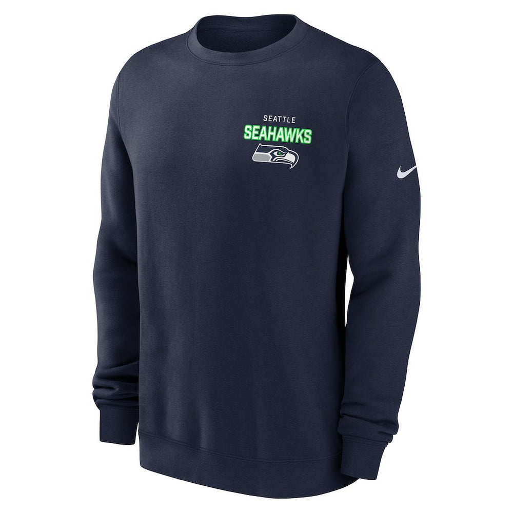 Seattle Seahawks Primetime Club Fleece Pullover Sweatshirt - College Navy - Nike
