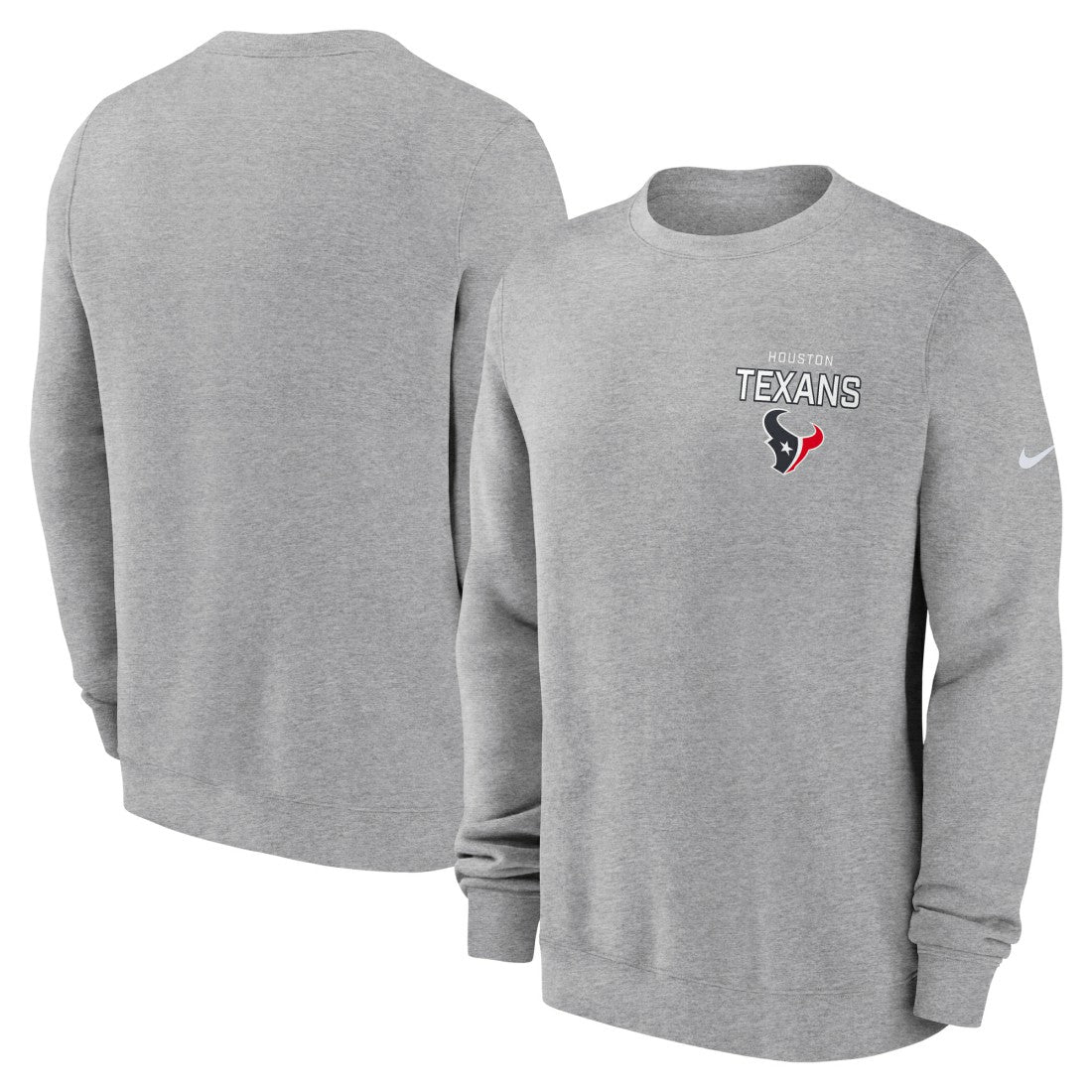 Houston Texans Primetime Club Fleece Pullover Sweatshirt - Heather Gray - Nike