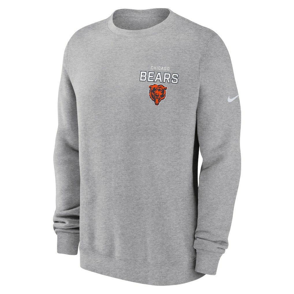 Chicago Bears Primetime Club Fleece Pullover Sweatshirt - Heather Gray - Nike