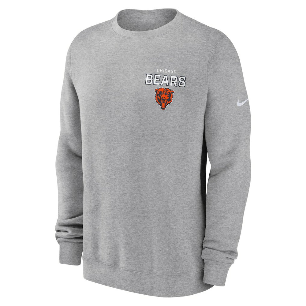 Chicago Bears Primetime Club Fleece Pullover Sweatshirt - Heather Gray - Nike