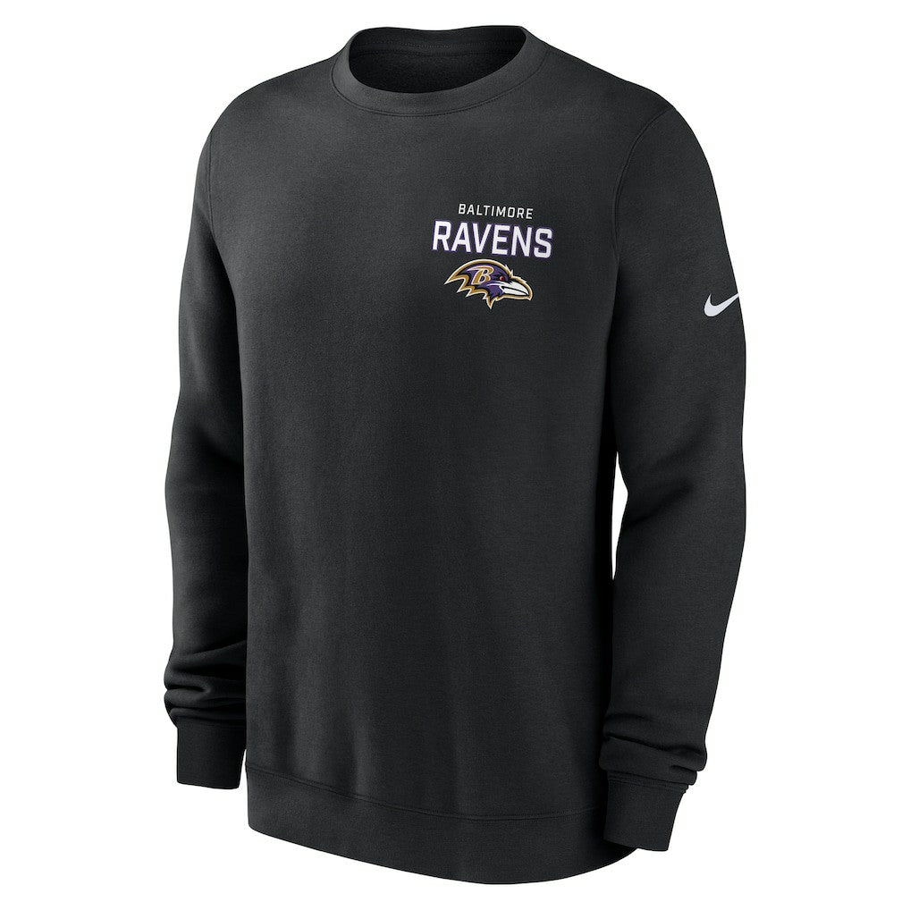 Baltimore Ravens Primetime Club Fleece Pullover Sweatshirt - Black - Nike