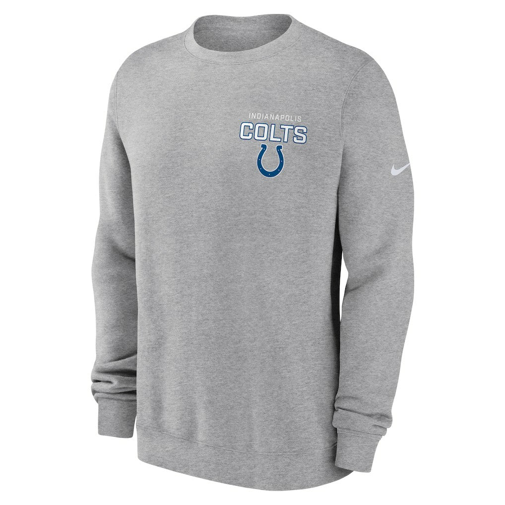 Indianapolis Colts Primetime Club Fleece Pullover Sweatshirt - Heather Gray - Nike