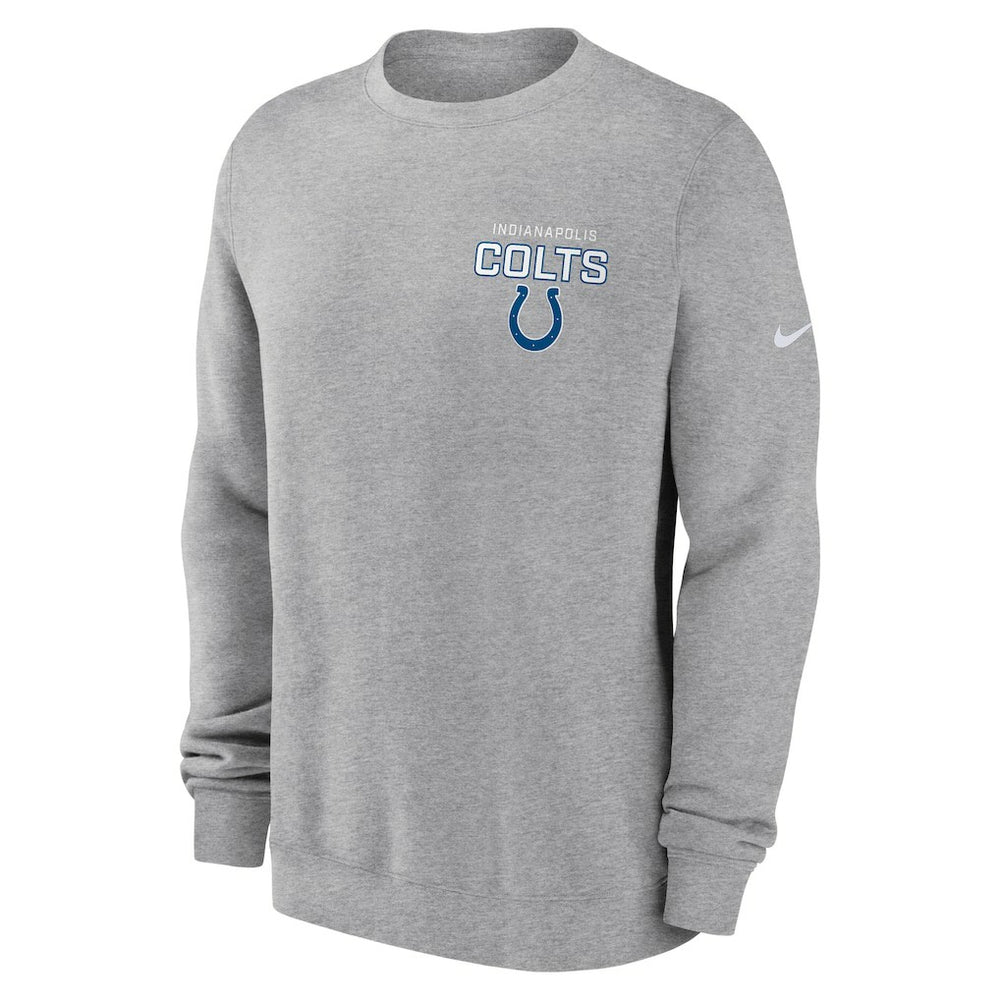 Indianapolis Colts Primetime Club Fleece Pullover Sweatshirt - Heather Gray - Nike
