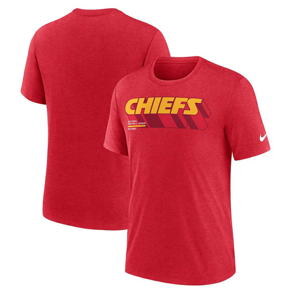 Kansas City Chiefs Long Pass Tri-Blend T-Shirt - Heather Red - Nike