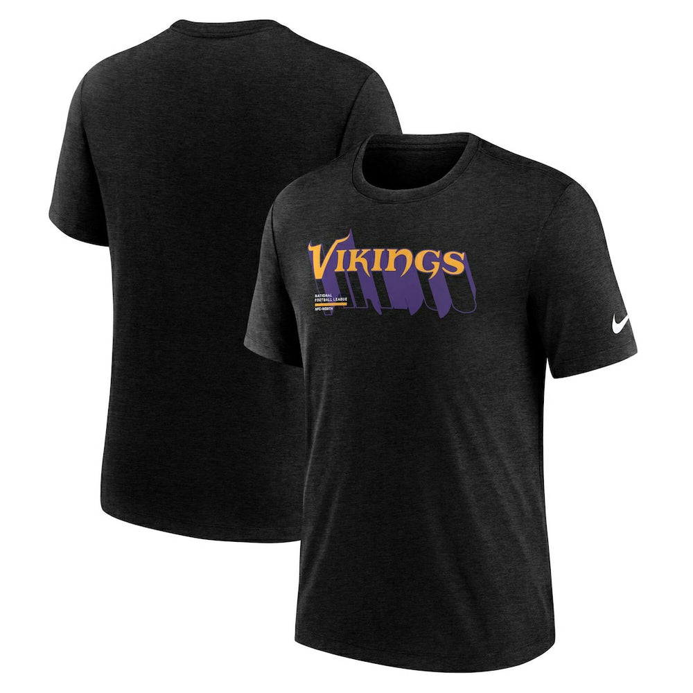 Minnesota Vikings Long Pass Tri-Blend T-Shirt - Heather Black - Nike