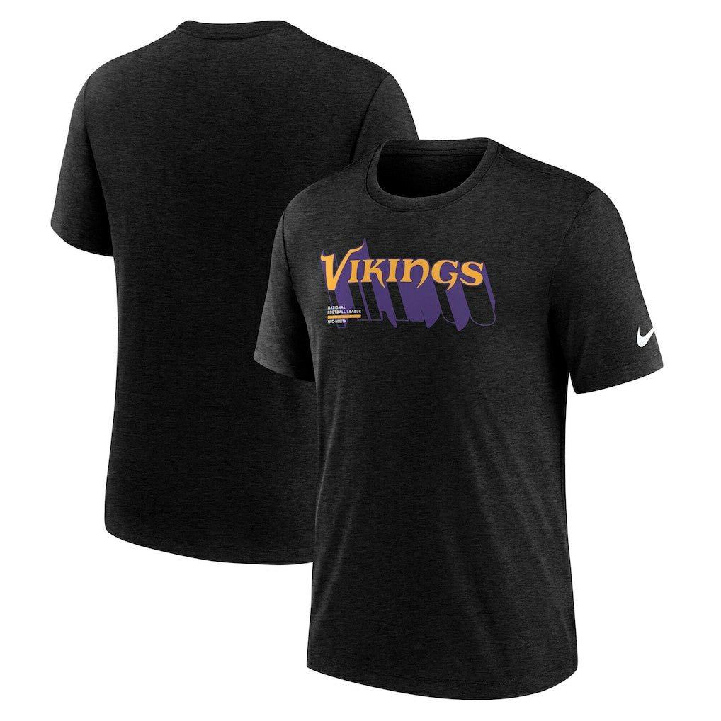 Minnesota Vikings Long Pass Tri-Blend T-Shirt - Heather Black - Nike