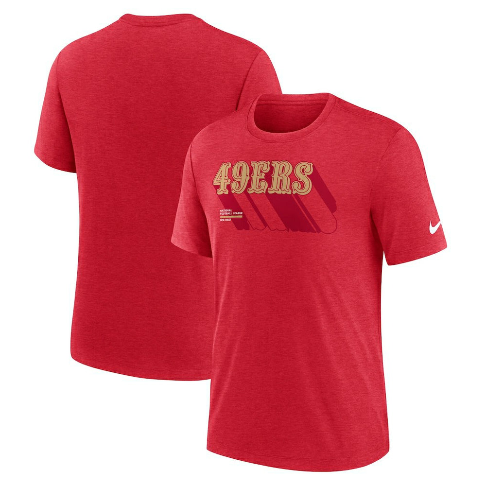 San Francisco 49ers Long Pass Tri-Blend T-Shirt - Heather Scarlet - Nike