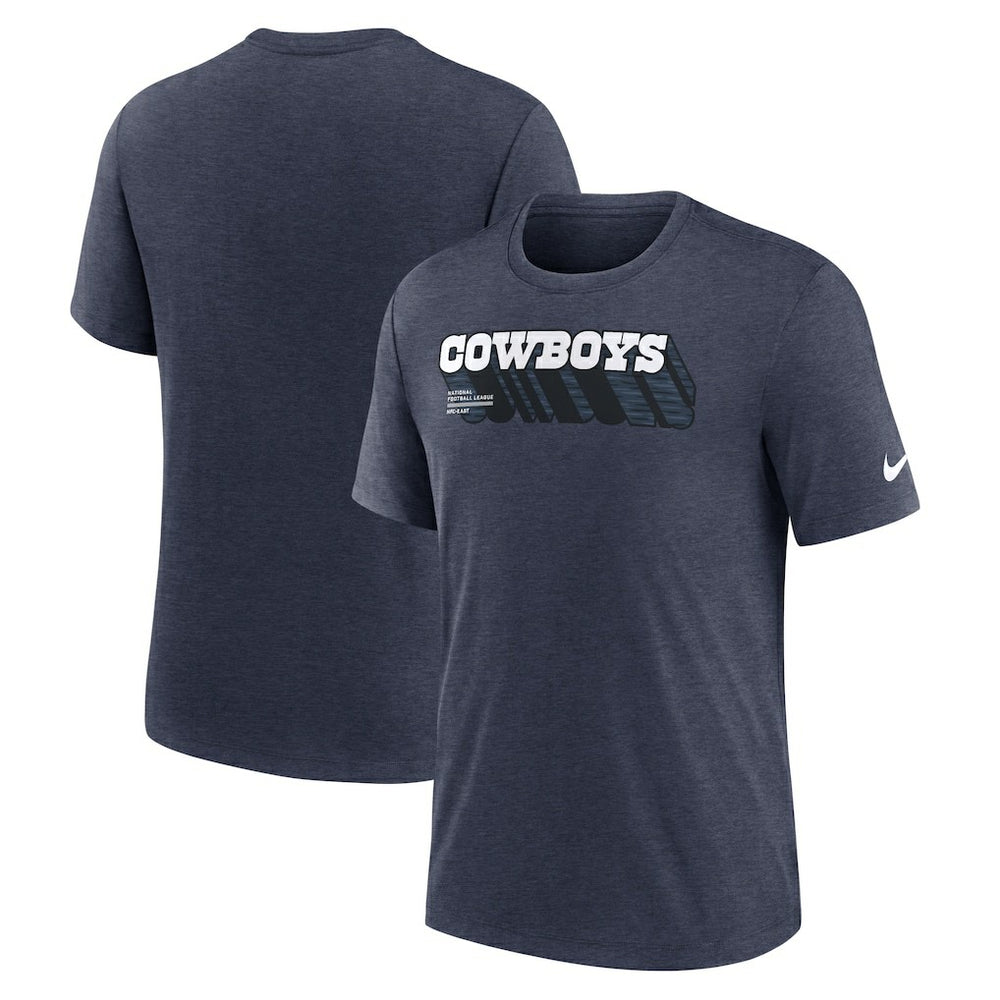Dallas Cowboys Long Pass Tri-Blend T-Shirt - Heather Navy - Nike