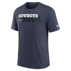 Dallas Cowboys Long Pass Tri-Blend T-Shirt - Heather Navy - Nike