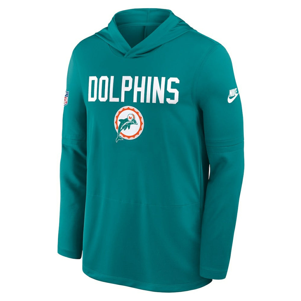 Miami Dolphins Big & Tall Alt Pack Dri-FIT Long Sleeve Hoodie T-Shirt  - Aqua - Nike
