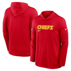 Kansas City Chiefs Big & Tall Sideline Dri-FIT Long Sleeve Hoodie T-Shirt - Red - Nike