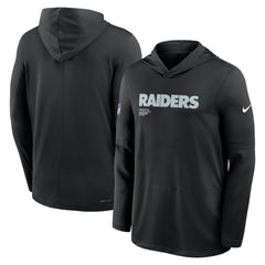 Las Vegas Raiders Big & Tall Sideline Dri-FIT Long Sleeve Hoodie T-Shirt - Black - Nike