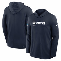 Dallas Cowboys Big & Tall Sideline Dri-FIT Long Sleeve Hoodie T-Shirt - Navy - Nike