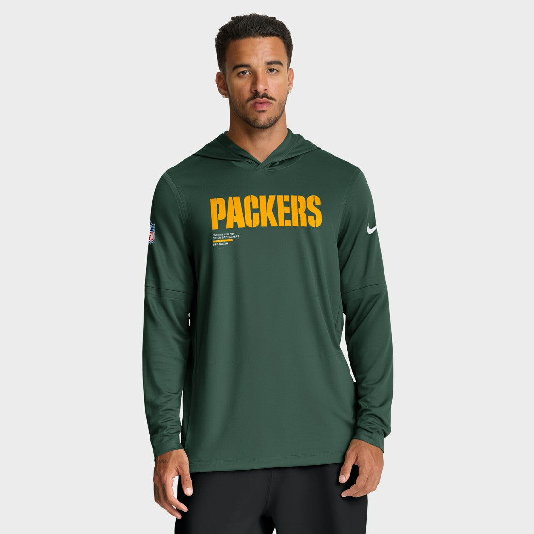 Green Bay Packers Big & Tall Sideline Dri-FIT Long Sleeve Hoodie T-Shirt - Green - Nike