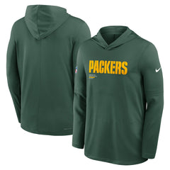 Green Bay Packers Big & Tall Sideline Dri-FIT Long Sleeve Hoodie T-Shirt - Green - Nike