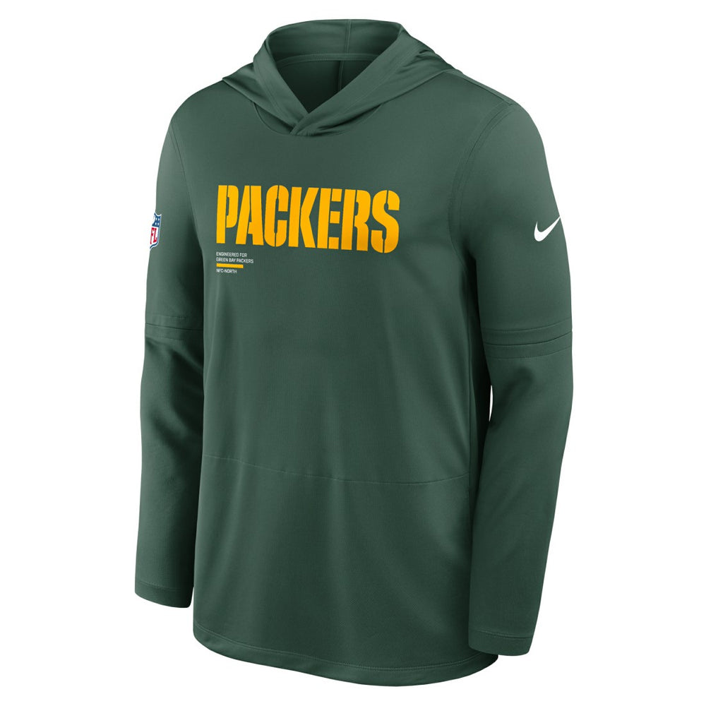 Green Bay Packers Big & Tall Sideline Dri-FIT Long Sleeve Hoodie T-Shirt - Green - Nike