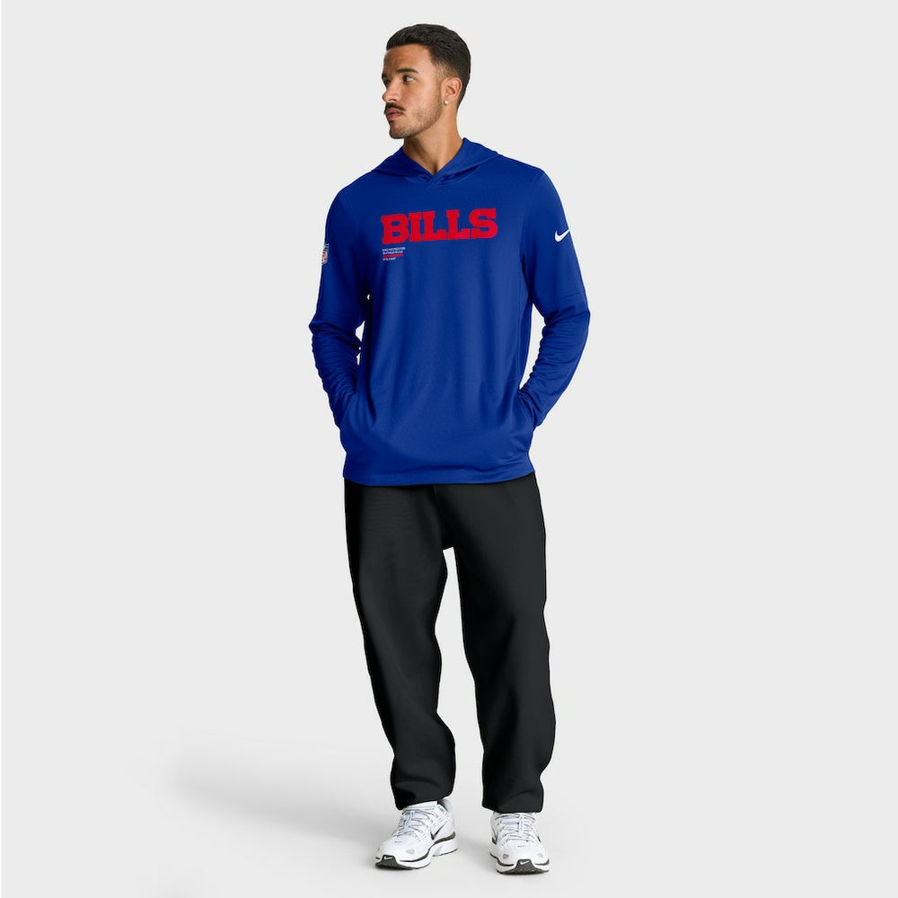 Buffalo Bills Big & Tall Sideline Dri-FIT Long Sleeve Hoodie T-Shirt - Royal - Nike
