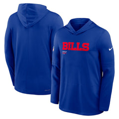Buffalo Bills Big & Tall Sideline Dri-FIT Long Sleeve Hoodie T-Shirt - Royal - Nike
