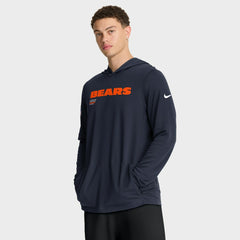 Chicago Bears Big & Tall Sideline Dri-FIT Long Sleeve Hoodie T-Shirt - Navy - Nike