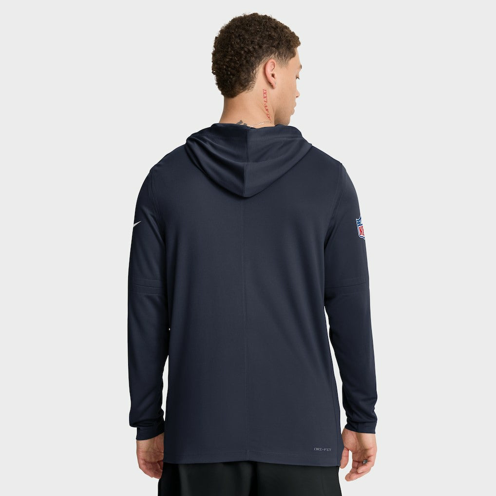 Chicago Bears Big & Tall Sideline Dri-FIT Long Sleeve Hoodie T-Shirt - Navy - Nike