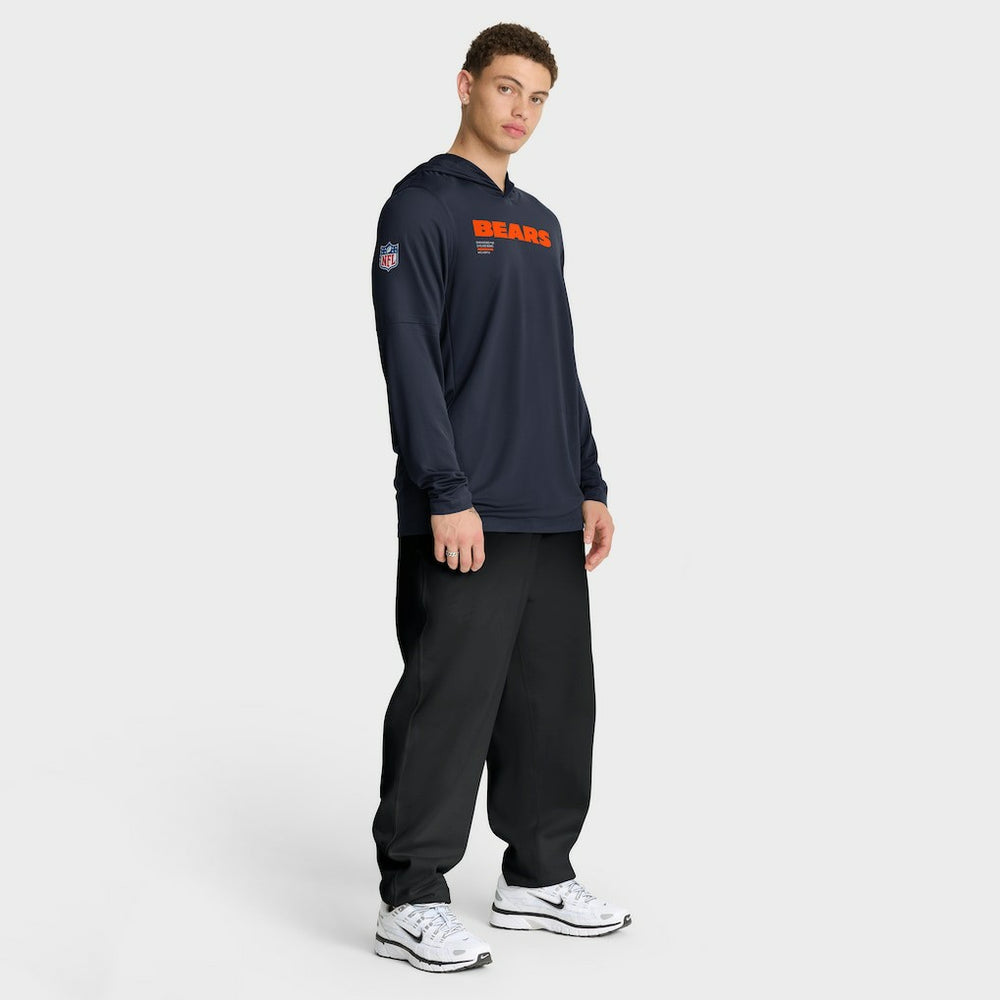 Chicago Bears Big & Tall Sideline Dri-FIT Long Sleeve Hoodie T-Shirt - Navy - Nike