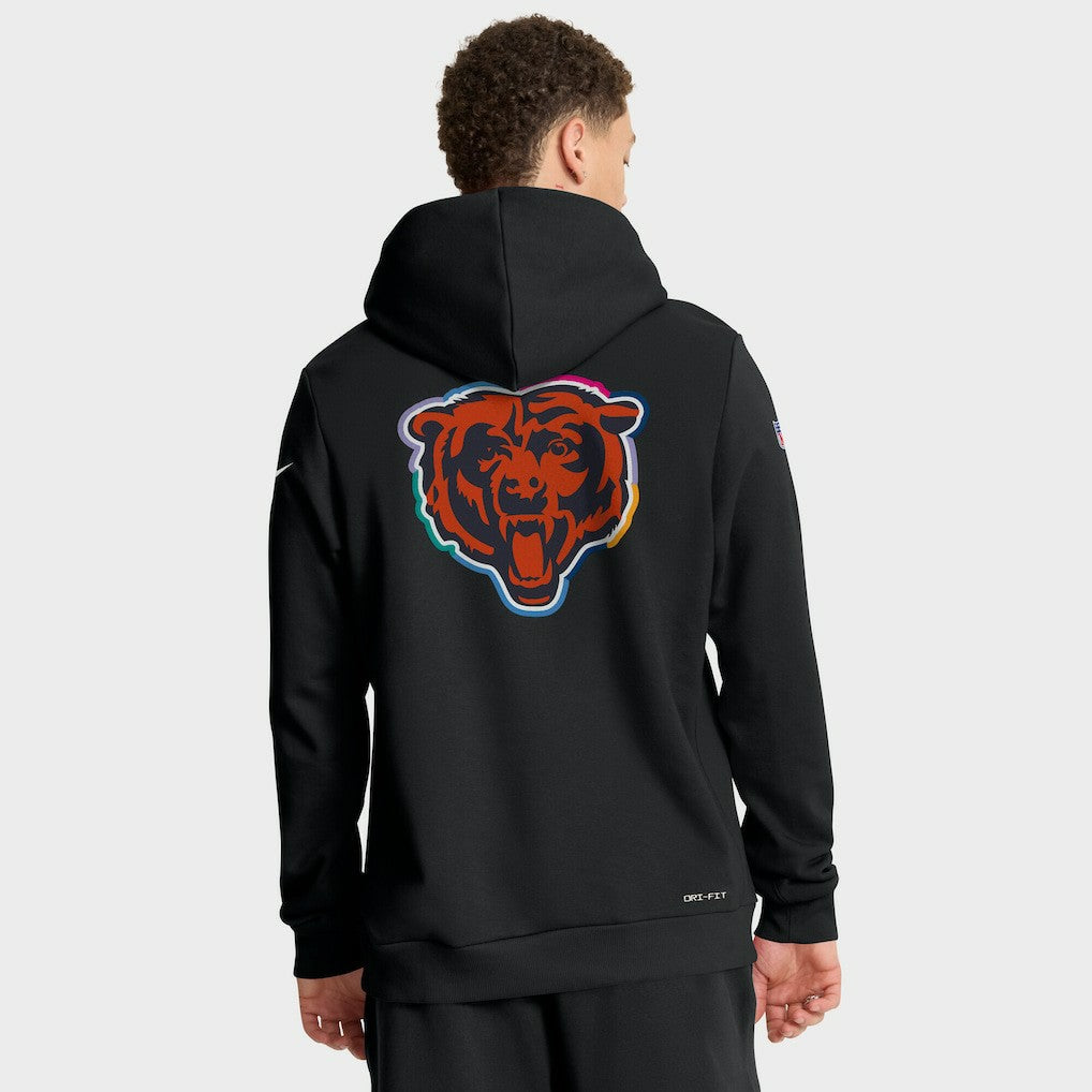 Chicago Bears Tall 2025 NFL Crucial Catch Sideline Standard Issue Dri-FIT Hoodie - Black - Nike