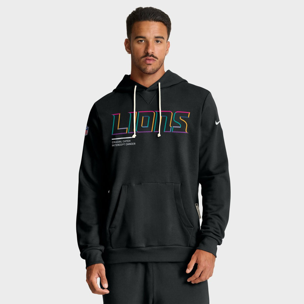 Detroit Lions Tall 2025 NFL Crucial Catch Sideline Standard Issue Dri-FIT Hoodie - Black - Nike