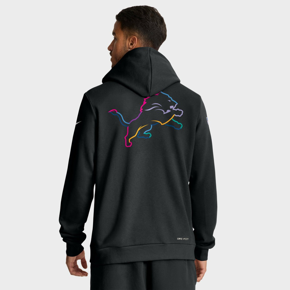 Detroit Lions Tall 2025 NFL Crucial Catch Sideline Standard Issue Dri-FIT Hoodie - Black - Nike