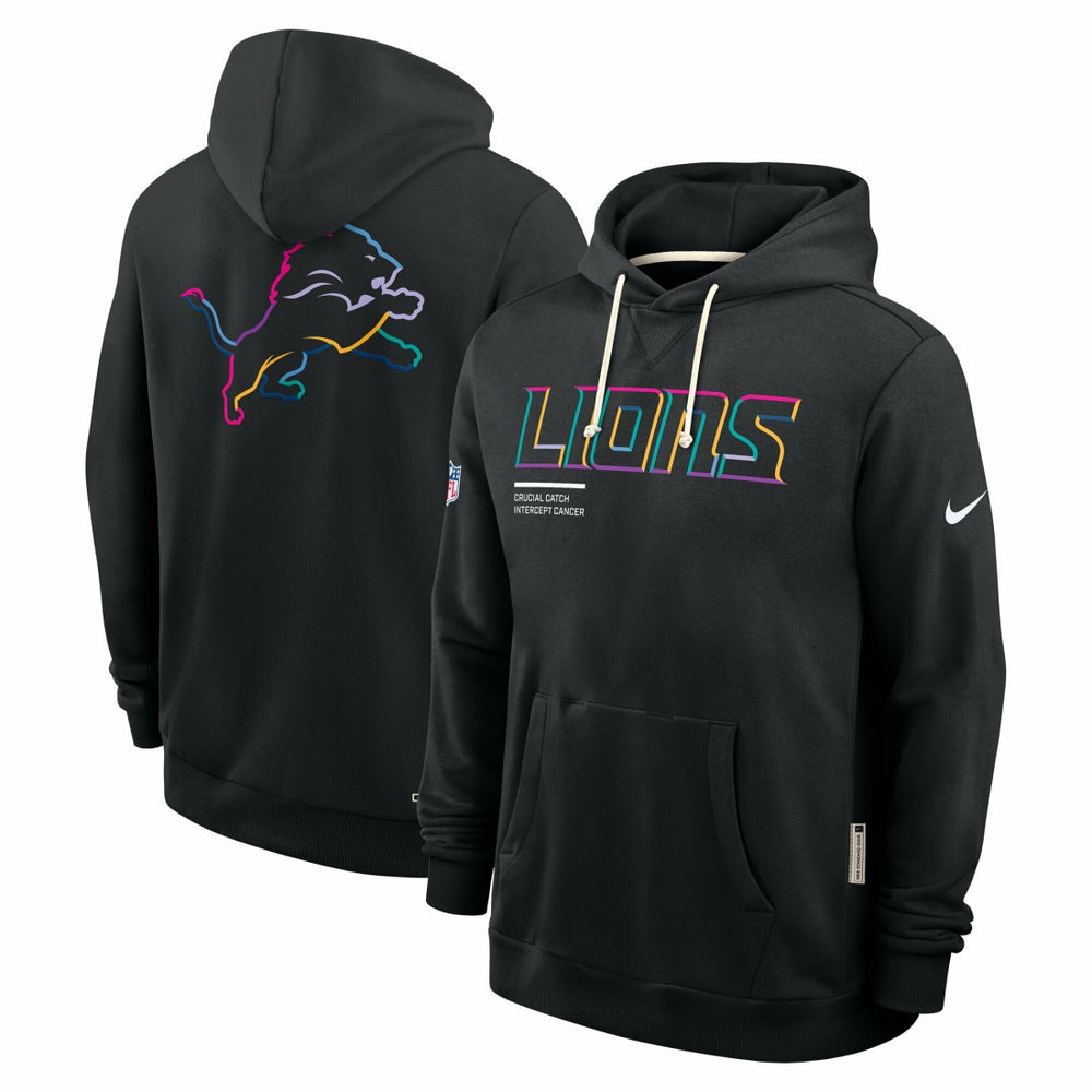 Detroit Lions Tall 2025 NFL Crucial Catch Sideline Standard Issue Dri-FIT Hoodie - Black - Nike