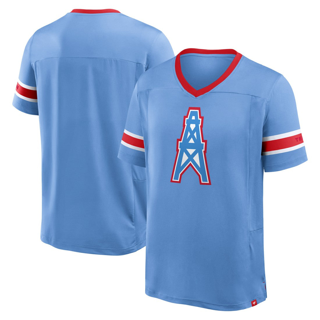 Tennessee Titans Oilers Throwback Hometown Premium Hashmark V-Neck T-Shirt - Light Blue - Fanatics