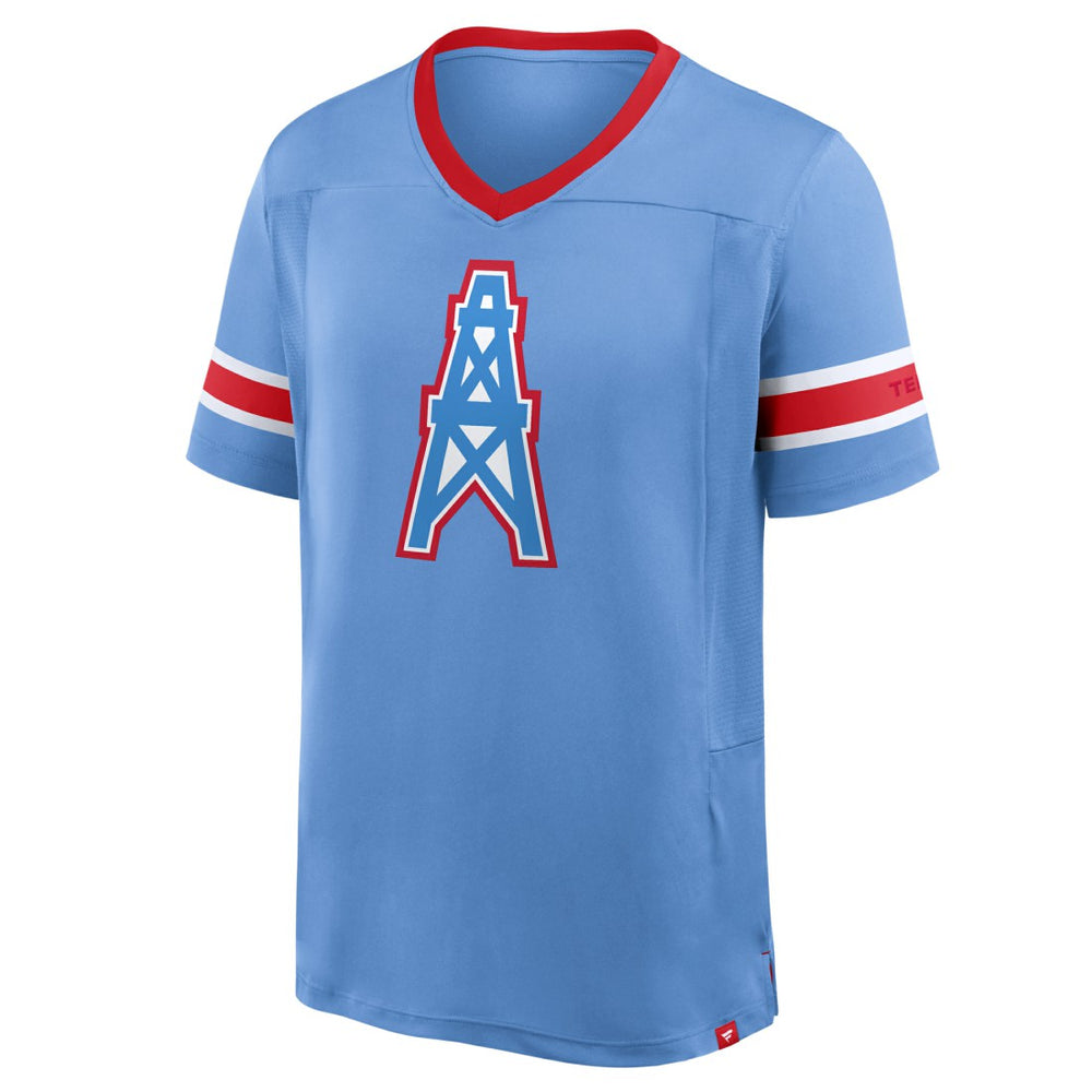 Tennessee Titans Oilers Throwback Hometown Premium Hashmark V-Neck T-Shirt - Light Blue - Fanatics