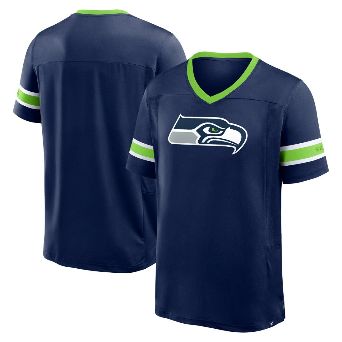 Seattle Seahawks Hometown Premium Hashmark V-Neck T-Shirt - College Navy - Fanatics