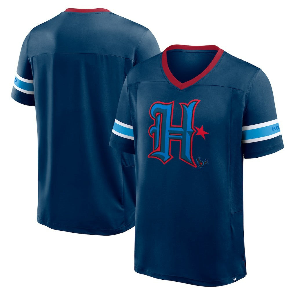 Houston Texans Redzone Hashmark V-Neck T-Shirt - Navy - Fanatics