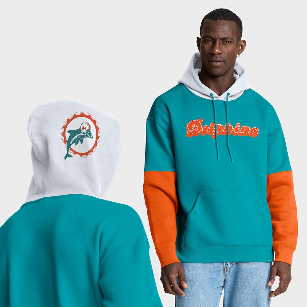 Miami Dolphins Helmet Retro Pullover Hoodie - Aqua - Fanatics