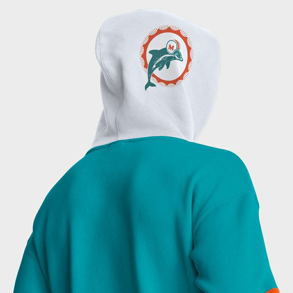 Miami Dolphins Helmet Retro Pullover Hoodie - Aqua - Fanatics