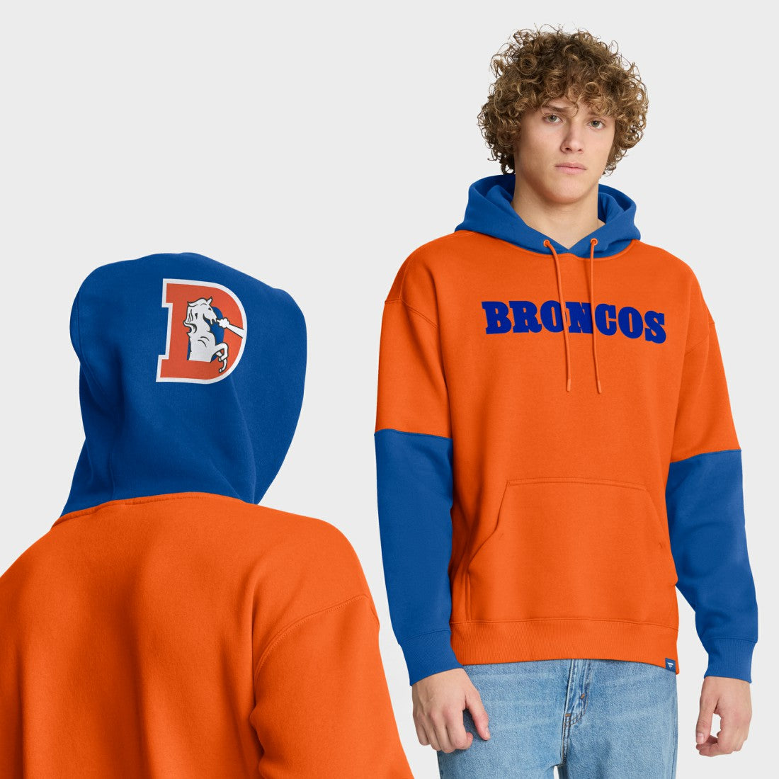 Denver Broncos Helmet Retro Pullover Hoodie - Orange - Fanatics