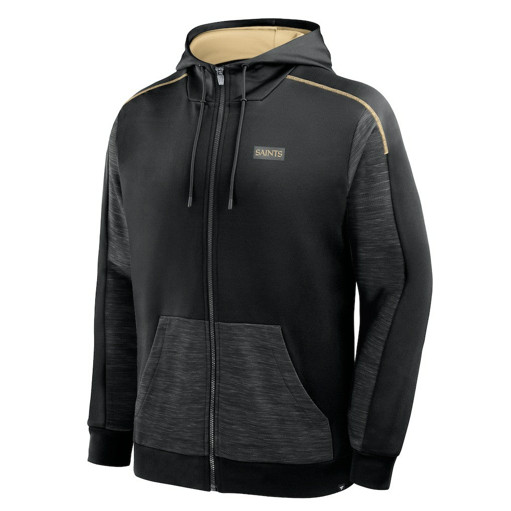 New Orleans Saints Checkdown Pass Full-Zip Hoodie - Black - Fanatics