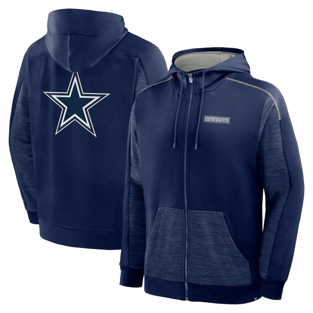 Dallas Cowboys Checkdown Pass Full-Zip Hoodie - Navy - Fanatics