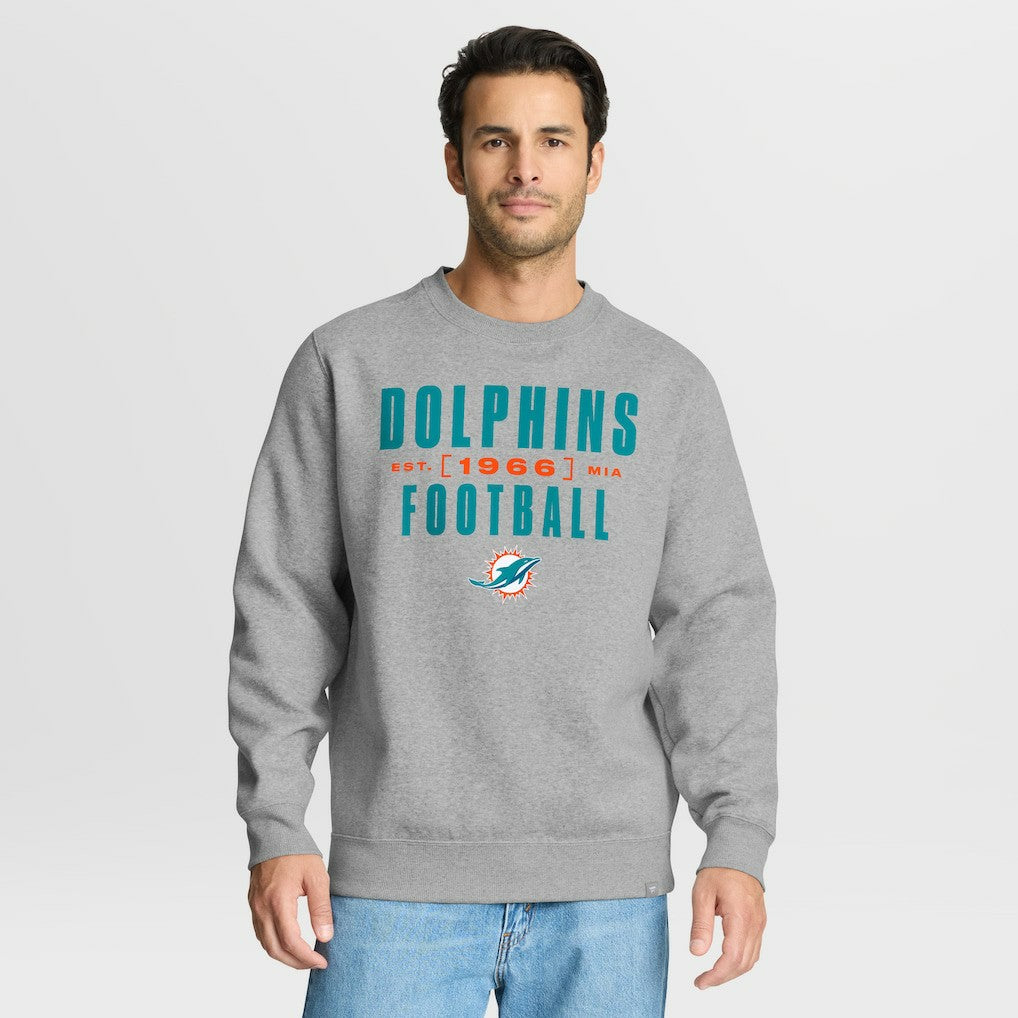 Miami Dolphins Powerful Throw Legacy Pullover Sweatshirt - Heather Gray - Fanatics