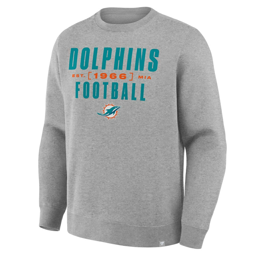 Miami Dolphins Powerful Throw Legacy Pullover Sweatshirt - Heather Gray - Fanatics