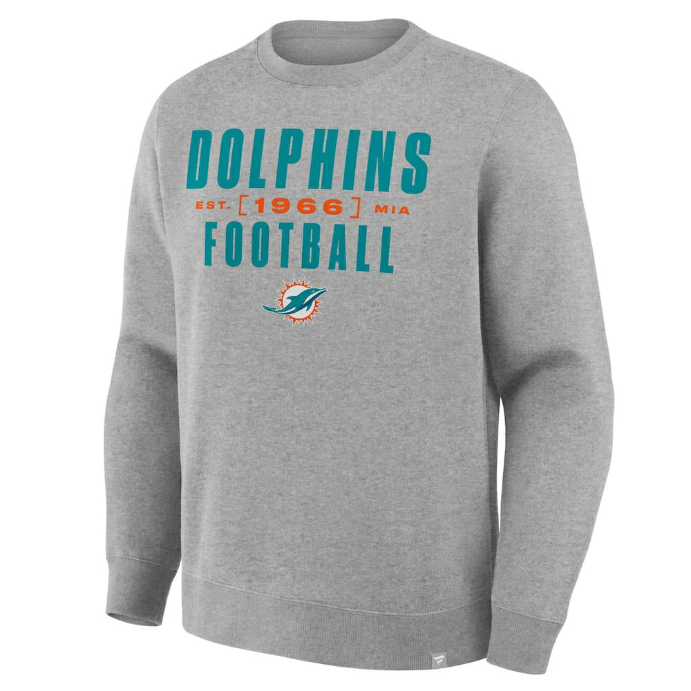 Miami Dolphins Powerful Throw Legacy Pullover Sweatshirt - Heather Gray - Fanatics