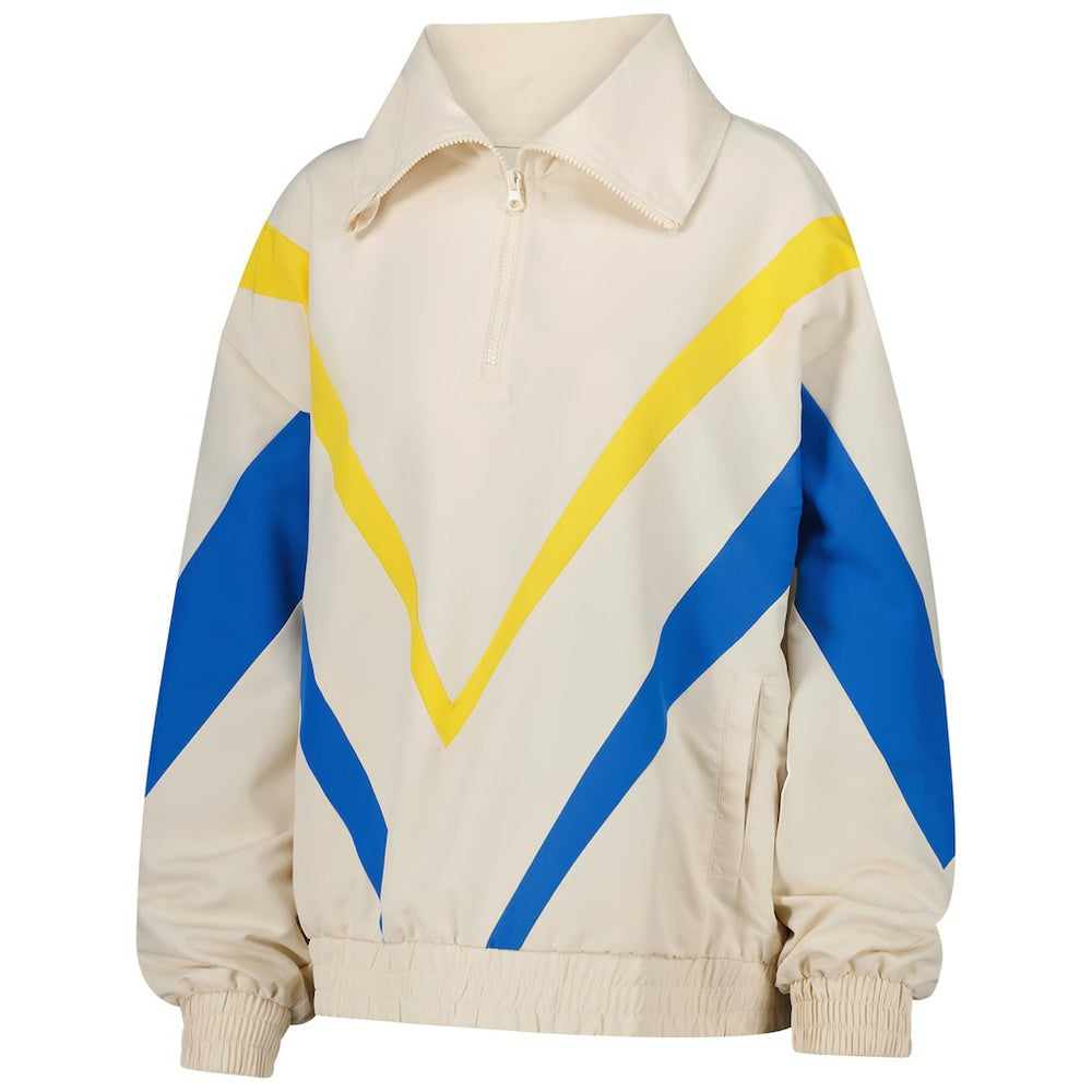 Golden State Warriors Terez Women's Retro Chevron Ripstop Quarter-Zip Windbreaker Jacket White