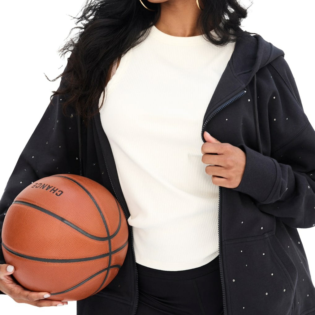 Boston Celtics Terez Women's Oversized Allover Gemstone Full-Zip Hoodie Black