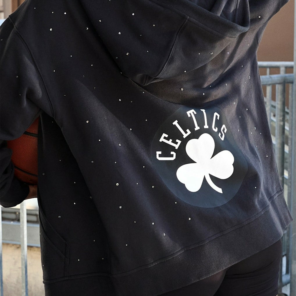 Boston Celtics Terez Women's Oversized Allover Gemstone Full-Zip Hoodie Black