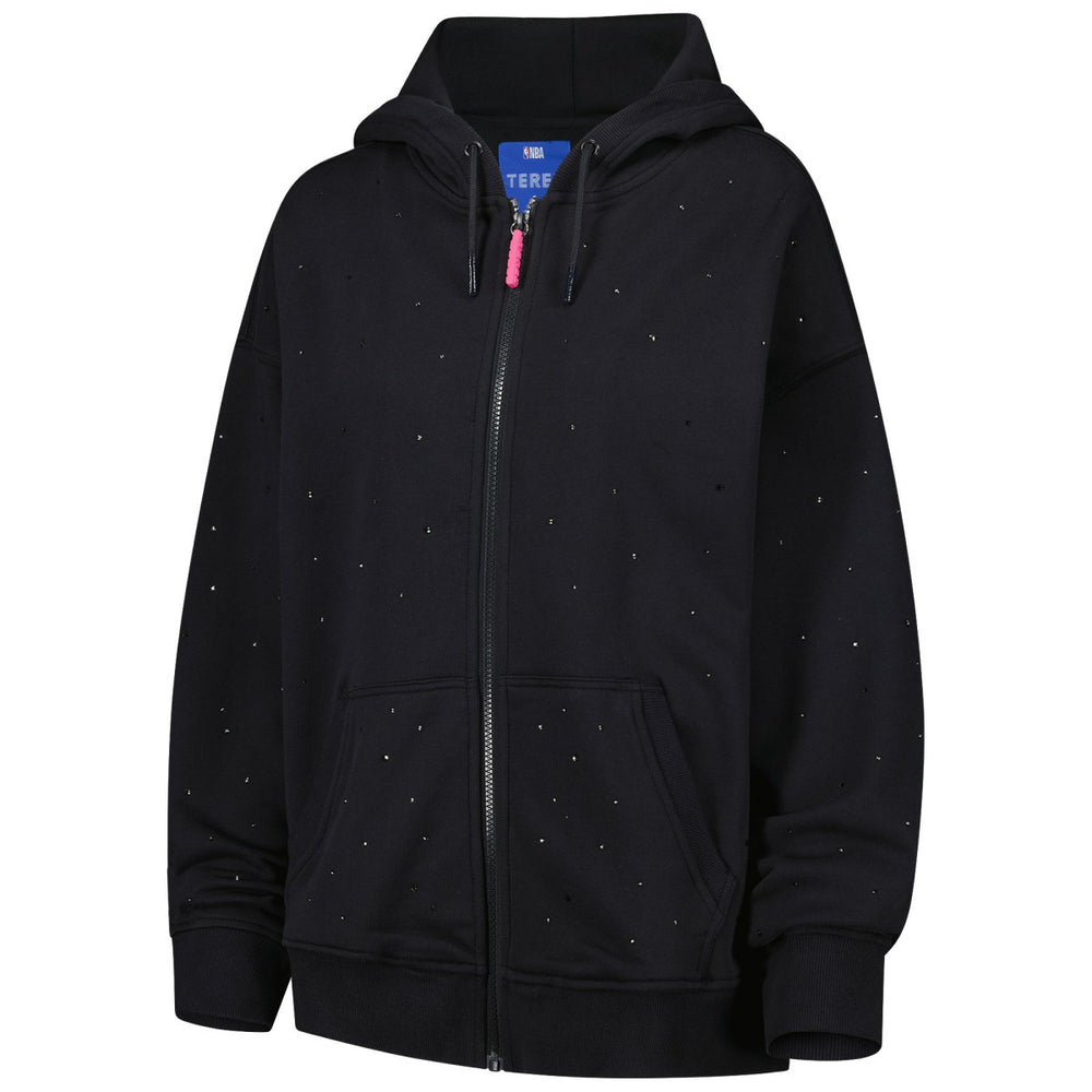New York Knicks Terez Women's Oversized Allover Gemstone Full-Zip Hoodie Black
