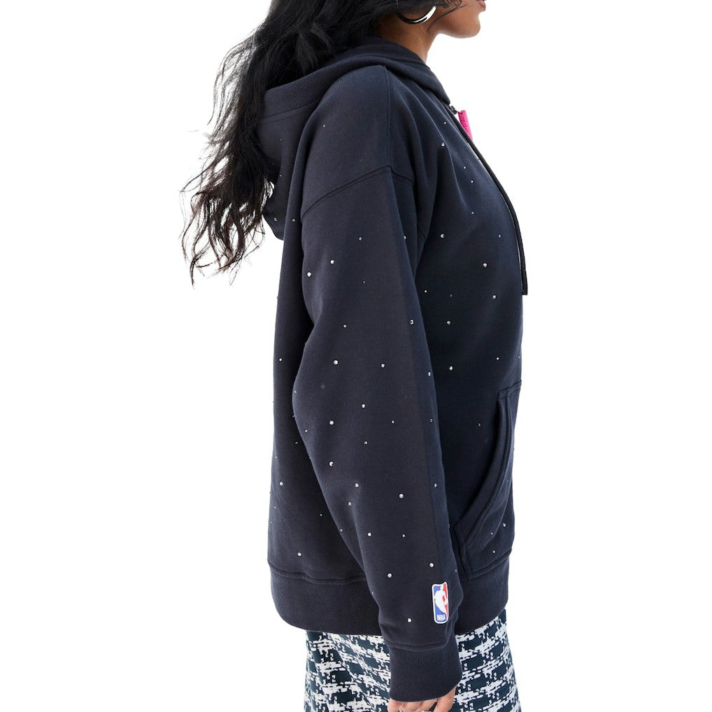 Golden State Warriors Terez Women's Oversized Allover Gemstone Full-Zip Hoodie Black